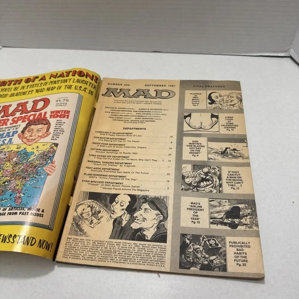 Vintage Mad Magazine No. 225 Sept 1981 Double-Feature Movie Issue Popeye States